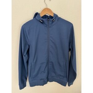 Sunspel England 1860 Navy Blue Full Zip Hoodie Cotton Poly Elastane Size Small